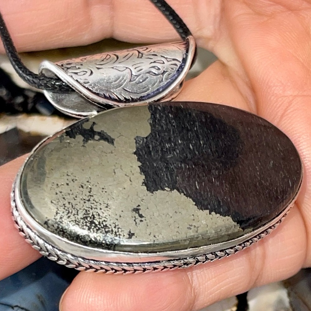Shiny Fools Gold Pyrite Pendant 1 1/4”x 1 7/8”